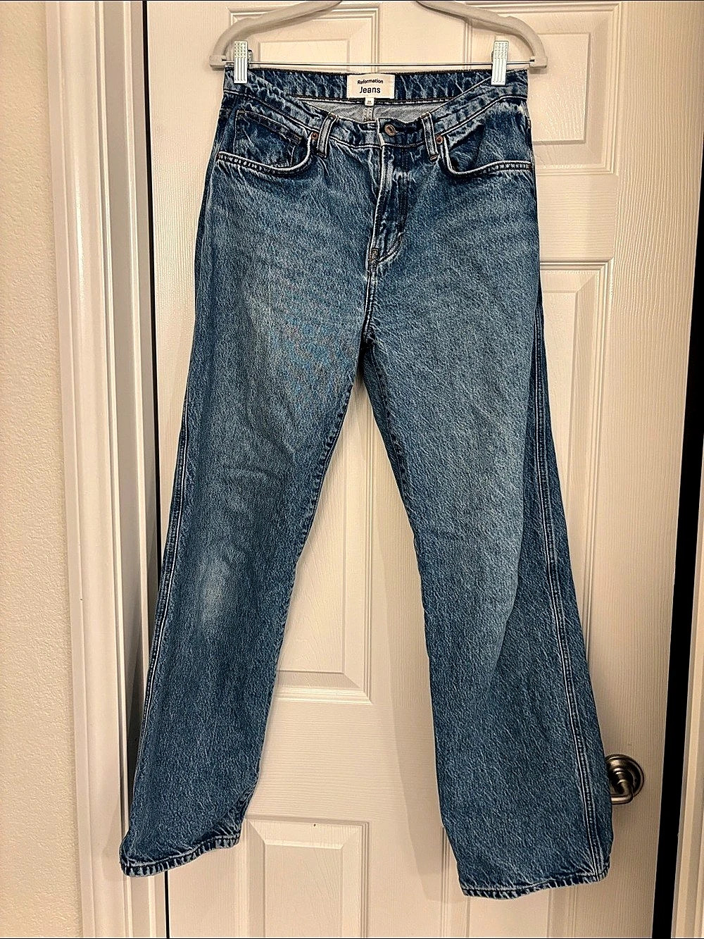 Reformation Jeans Straight Leg Blue Waist 28 Like New